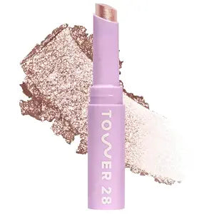 Tower 28 GoGo Cooling Shimmer Eyeshadow Stick - 8-Hour Wear Cream Eyeshadow + Precise Highlighter Stick - Water-Based Eye Makeup for Sensitive Eyes - Microplastic-Free Eye Shadow - Roxy (.09 oz)