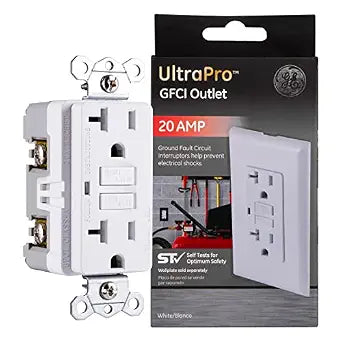 GE GFCI Outlet 20 Amp, Self Testing, Non-Tamper Resistant, UL Safety Listed