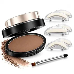Eyebrow Stamp, Waterproof Brow Powder for Natural-Looking Brows in 3 Seconds, 3 Brow Shapes, Smudge-Resistant & Long-Lasting Eyebrow Makeup for Beginners, Light Brown