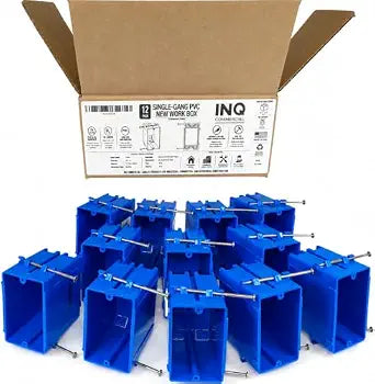 12-Pack 20 Cu in Single Gang Electrical Outlet Boxes, Carlon B120A PVC New Work Nail-On Plastic Electrical Box, UL Listed for New Construction
