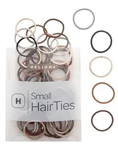 Heliums Small Hair Ties - Mix - No Damage Mini 1 Inch Reusable 2mm Elastics for Thin Hair and Kids, Neutral Ponytail Holders - 48 Count (Neutrals Mix)