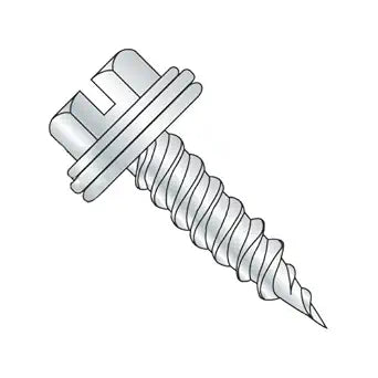 #8 x 1/2" Self-Piercing Screws/Slotted/Hex Washer Head/Steel/Zinc/Bonded Neoprene Washer (Carton: 1,000 pcs)