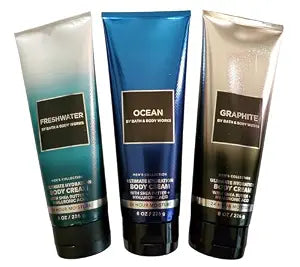 Bath & Body Works Men's Freshwater, Graphite, Ocean Body Creams 8 Oz Each