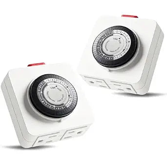 G-ELEK Timers for Electrical Outlets Indoor, 24-Hour Dual Outlet Timer, Christmas Tree Timer Indoor, 3 Prong Light Timers Indoor, Daily Cycle Lamp Timer, 125V 15A, ETL Listed, 2 Pack