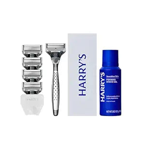 Harry's Original Shaving Kit for Men - Razor Handle, 5 Refills, Shave Gel