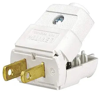 Leviton 15 Amp, 125 Volt, NEMA 1-15P, 2P, 2W, Plug, Straight Blade, Residential Grade, Polarized, Non-Grounding, 101-WP, White