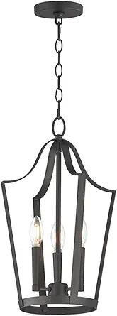 Maxim Lighting Arden 3-Light 19.5" Entry Foyer Pendant | Matte Black Finish | Open Steel Lantern Frame | Transitional Foyer Pendant Light for Entryways | Adjustable Cord Suspension | 10423BK