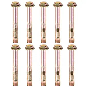 M METERXITY 10-Pack Hex Expansion Bolt, M16x150mm Colored Galvanized Iron-Carbon Steel External Hex Expansion Bolts, Anti-Corrosion Metal Bolt for Concrete/Dry Brick/Block Walls