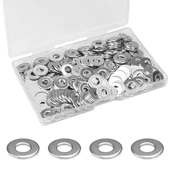 200pcs 8# Flat Washers OD 7/16'', 304 Stainless Steel Washers