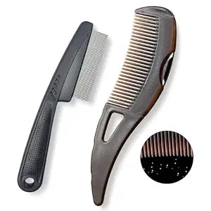 Dandruff Comb, Stainless Steel Fine Tooth Lice/Flea Comb, Psoriasis Comb, Scalp Oil Buildup Removal Wide Hollow Tooth Button Hairbrush for Scalp Massage Care for Man Women and Kids