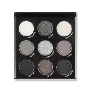 Black Gray Smokey Eyeshadow Palette Silver 9-Color Eyeshadow, Highly Pigmented Eye Makeup