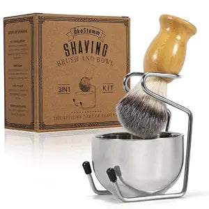 Bamboo Shaving Brush and Bowl with Synthetic Badger Bristle
