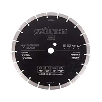 Evolution Power Tools Diamond Blade 12-Inch for Disc Cutter, Concrete Saw | 1 Inch Arbor | Segmented Diamond Edge | Blade for Reinforced Concrete, Stone, Brick, Masonry