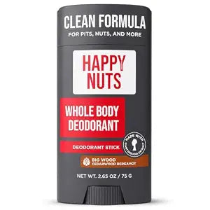 Happy Nuts Whole Body Deodorant for Men - Full Body Odor Control - Ideal for Perfect for Pits, Groin, and More - All Day Confidence - Powerful & Effective Men's Deodorant (Big Wood)