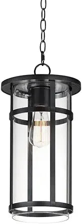 Maxim Lighting Clyde Vivex 1-Light Outdoor Hanging Light | Black Finish | Clear Clear Shade | Transitional Outdoor Light Fixture | Ideal for Porches & Covered Entryways | 40629CLBK
