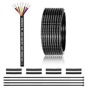 16 Gauge 8 Conductor Electrical Wire 25FT, UL 2464 16 AWG 8 Wire Cable