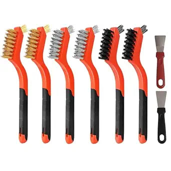 6 Pieces Wire Brushes Set, Nylon/Brass/Stainless Steel Bristles for Cleaning Welding Slag and Rust,Scratch Brush with Mini Head & Hanging Hole for Everyday Cleaning (24, Combo Pack)