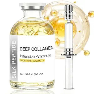 Deep Collagen Serum Silk Peptide Ampoule, Copper Peptides, Intensive Hydrating Skin Care Facial Serum for Boost Skin Elasticity, Anti-Aging, Instant Face Lift for All Skin Types (1.69Fl Oz / 50ML)