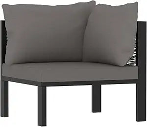 Sectional Corner Sofa with Left Armrest,Outdoor Furniture,All-Weather,for Garden, Backyard, Poolside,Poly Rattan Anthracite