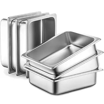 ZeroPone 6 Pack Hotel Pans, 1/2 Size 4" Deep Stainless Steel Steam Table Pan, 12.8" L x 10.4" W Anti Jam Commercial Catering Food Pans for Hotel, Home, Party, Restaurant, Buffet