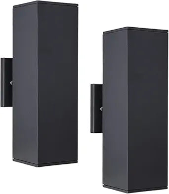 Cerdeco 2 Pack Aluminum Modern Outdoor Wall Light, 13" Exterior Up Down Light Fixtures,Black Front Door Wall Lighting with E26 Sockets [ETL Listed]