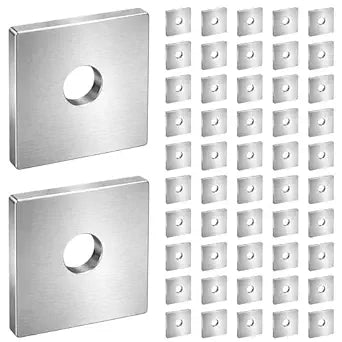 OHLECTRIC 3/8 Inch Bolt Square Strut Washer (50 Pack) Heavy Duty 1-5/8" Square, 1/4" Thick Strut Channel Washer - 316 Zinc Plated - Corrosion Resistant Hardware for Threaded Rod
