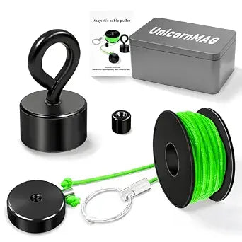 Magnetic Wire Puller Kit, Efficient Fish Tape with Strong Magnet for Running Wires, Coaxial Cables & Electrical Wires Behind Walls - Indoor/Outdoor Home Office Wiring Tool