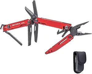 NEXTORCH PIONEER MT20 14-IN-1 Multi-tools Full-Size,Versatile Multi-tool Set with Scissors Needle Nose Pliers Pocket Clip Multi-tool (RED with Glass Breaker)