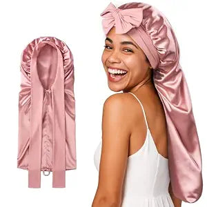 Umisleep 22 Momme Silk Line Bonnet for Sleeping Women, Extra Long, Braids
