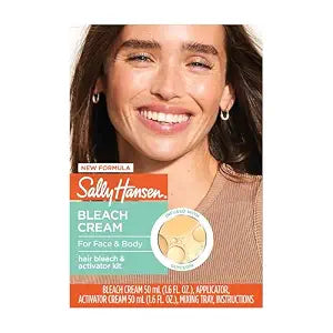 Sally Hansen Bleach Cream for Facial & Body Hair | Vegan Formula with Glycerin | All Skin Types