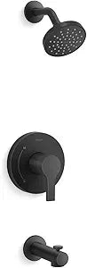 KOHLER TS35322-4Y-BL, Elate Rite-Temp Tub and Shower Trim with Single Function 1.75 GPM Showerhead, Matte Black, Luxurious Tub and Shower Set, Modern Design