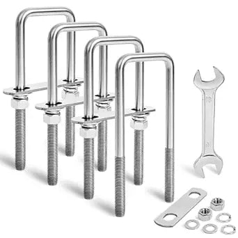4 Sets Heavy Duty Square u Bolts M12 Thread Size,304 Stainless Steel u-Bolts 2-1/16" W x 6-1/2" L,with Nuts,Bolt Plate and washers (4, M12 x 2-1/16" W x 6-1/2" L)