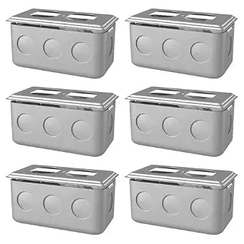1 Gang Metal Outlet Box with Cover, Galvanized Steel, Silver, 6 Pack