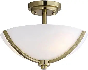 Maxim Lighting Deven 3-Light Flush Mount | Satin Brass Steel Finish | Opal White Shade | Modern Indoor Light Fixture | Ideal for Bedrooms, Hallways & Entryways | 20031SWSBR