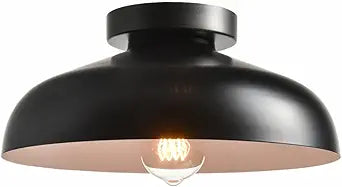 DIRYZON 12-Inch Industrial Ceiling Light Fixture,Black Bedroom Ceiling Light,Metal Ceiling Lighting for Hallway Kitchen