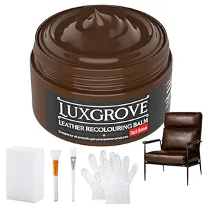 LUXGROVE Dark Brown Leather Recoloring Balm, Leather Repair kit for Vinyl Furniture, Leathers Dye Paint for Faded & Scratched Leathers Couches, Car Seats, Shoes, Bag, Chair (50ml)