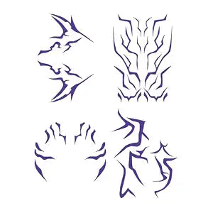 Anime Purple Temporary Tattoos for Dance, Cosplay