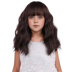 Kids Chocolate Brown Wig Short Mixed Brown Curly Wig for Girls