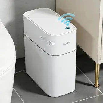 JUDRDO 3.5 Gallon Slim Automatic Trash Can for Bathroom,Touchless Diaper Trash Can with Trash Bag Auto-adsorption Technology,Motion Sensor Diaper Garbage Bins for Bedroom Office Kitchen Toilet