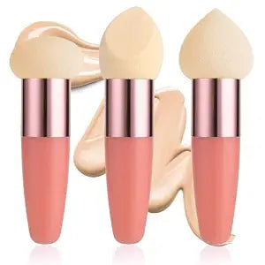 Makeup Sponge with Handle 3 PCS Complexion Sponges Holder for Foundation Sponges Make Up Face Blending Cosmetics Egg Puff Brush Sponge Pens for Makeup Use Tools