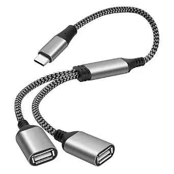 USB C to USB Y-Splitter Adapter 2 Feet,USB Type-C Male to Dual 2 Double USB-A Female OTG Extension Connector Hub, Data Charger Power Split for iPhone 17/16 Series, Laptop, Keyboard, Mouse, PS4/5