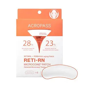 Acropass Wrinkle Patches RETI-RN Microcone, Deep Wrinkle, PDRN 10,000 ppm, Retinol 3,300 IU/g, Hyaluronic Acid, Anti-Aging (Slim Type, 6 Count)