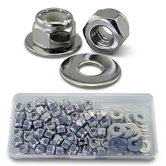 1/4"-20 Lock Nuts & Stainless Steel Flat Washers Set,100Pcs