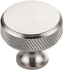 Ravinte 25 Pack Round Stainless Steel Knobs Knurled Single Hole Pulls Solid Brushed Nickel Kitchen Cabinet Hardware Handles for Drawers