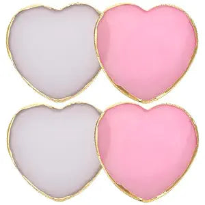 4 Pack Nail Art Palette, Resin Polish Color Design Makeup Mixing Plate, Heart Shape Mini Paint Palette for Nails - White, Pink