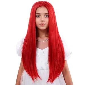 Red Wig for Girls Long Red Straight Wig for Kids Children Wigs