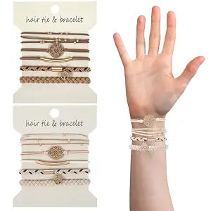 10 Pcs Hair Tie Bracelets for Women Boho Hair Ties for Thin Hair 5 Styles No Damage Ponytail Holders Elastic Hair Bands Light Coffee Colors Braided Hair Ties Bracelet Hair Ties Boho Hair Accessories