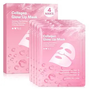 Bio Collagen Face Mask Overnight: Salmon PDRN Collagen Mask - Collagen Gel Mask for Deep Hydration, Firming, Smoothing & Pore Care, Non-Irritating, Enriched with Peptides, Gentle for All Skin, 4 Count
