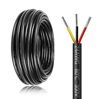 24 Gauge Wire 3 Conductor, 65.6FT 24AWG Electrical Wire, 24/3 Stranded Tinned Copper Wire, Insulated PVC Cord Low Voltage Cable