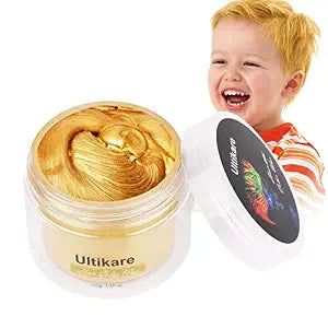 Hair Wax Color Blonde, Ultikare Blonde Hair Dye Temporary for Color Treated Hair Natural Styling Instant kids Mud Cream Gel 3.4 Fl Oz Girl Gifts, Party, Cosplay DIY, Children's Day